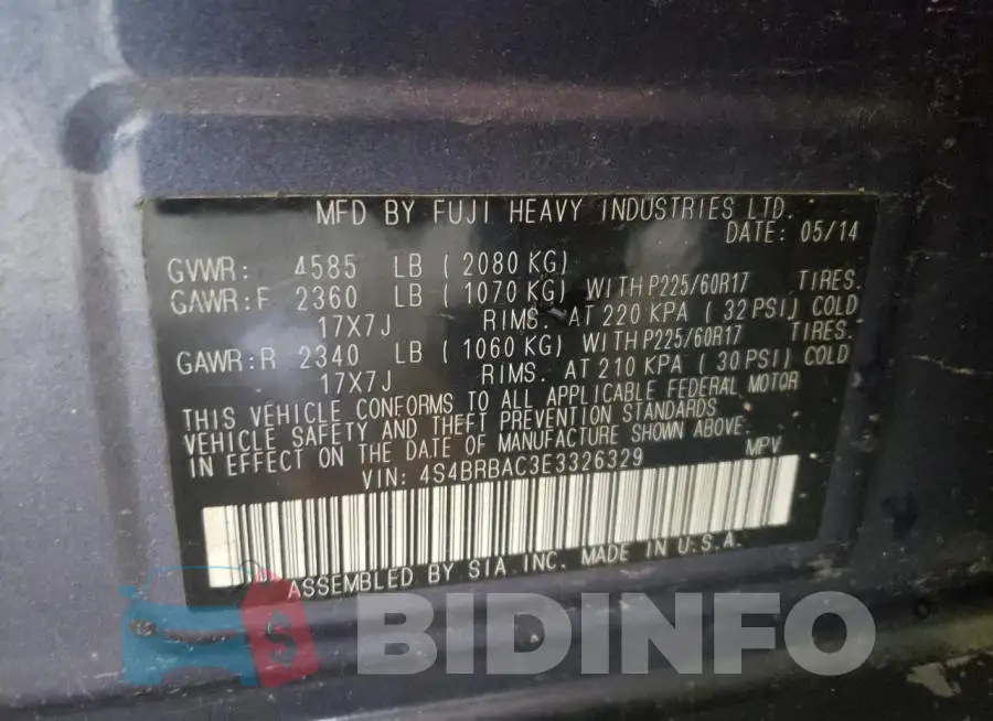 4S4BRBAC3E3326329 Photo# 13
