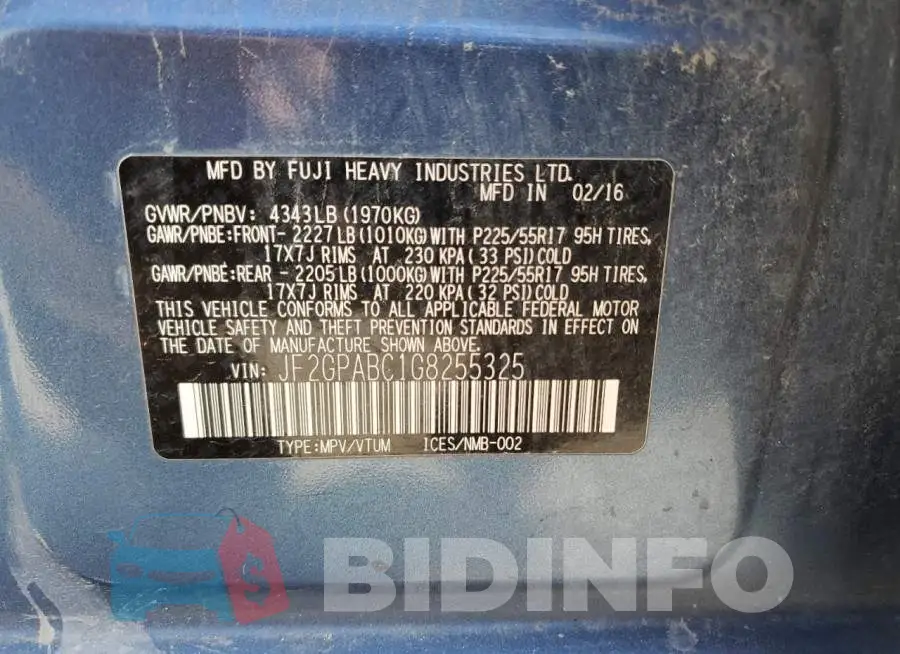 JF2GPABC1G8255325 Photo# 12