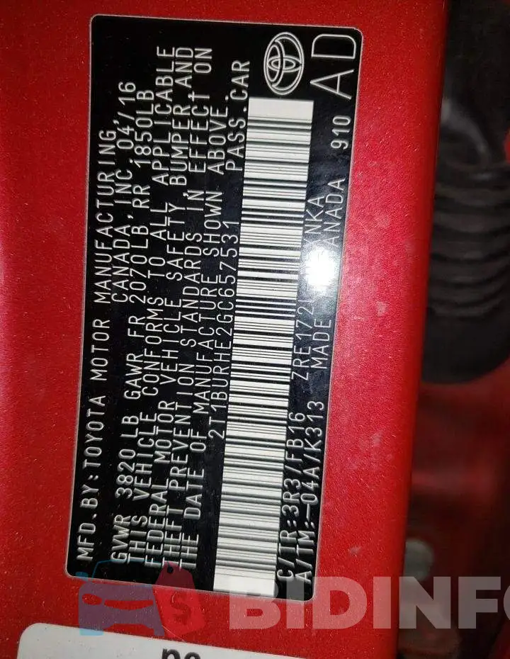 2T1BURHE2GC657531 Photo# 10