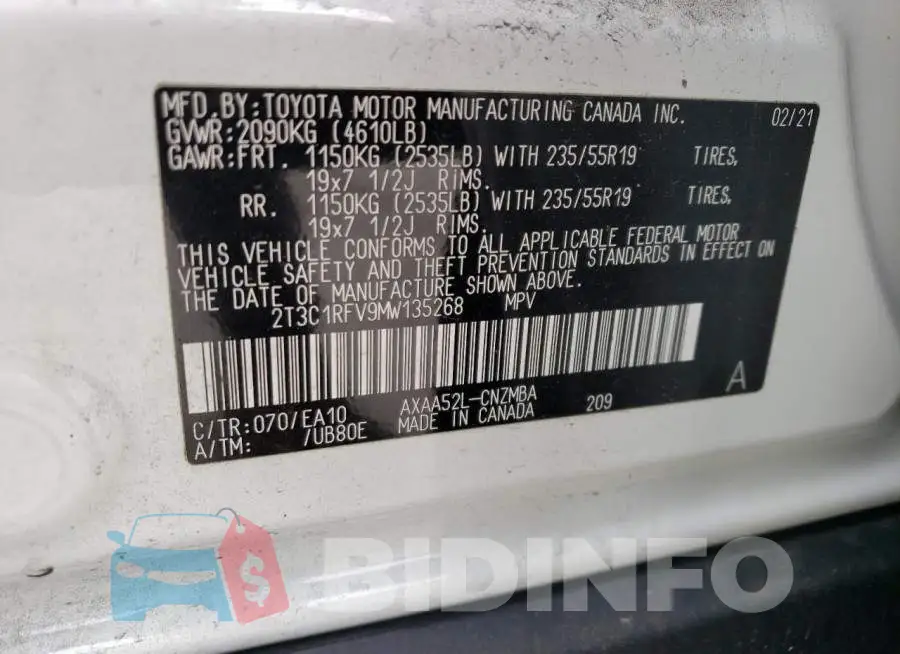 2T3C1RFV9MW135268 Photo# 14
