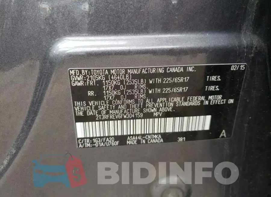 2T3RFREV6FW304159 Photo# 13
