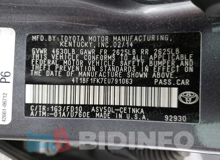 4T1BF1FK7EU791063 Photo# 13