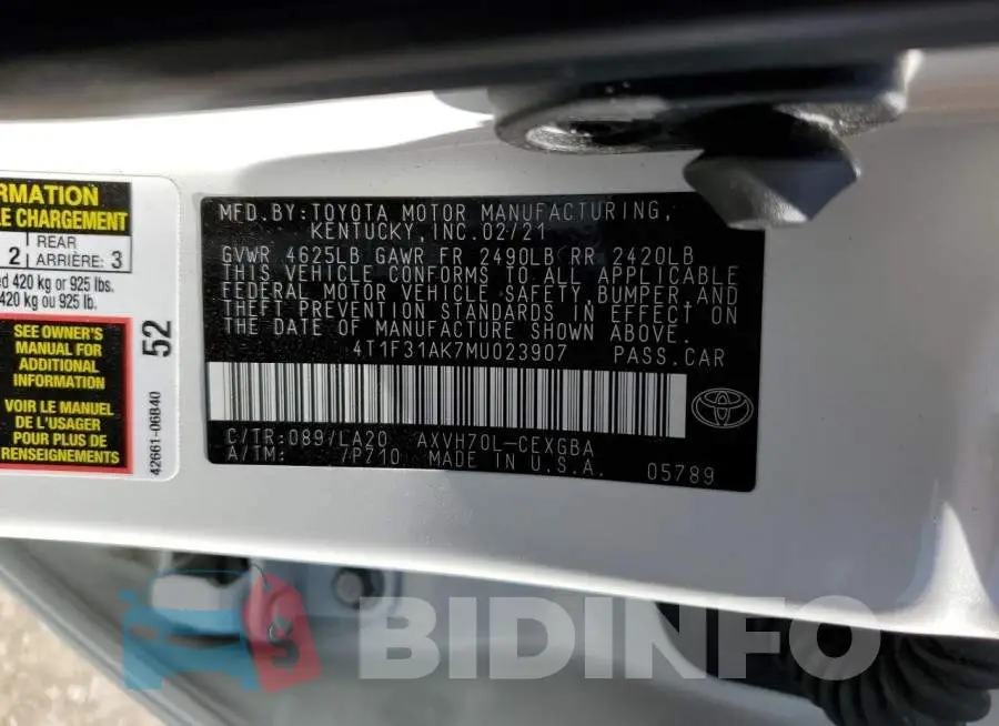 4T1F31AK7MU023907 Photo# 12