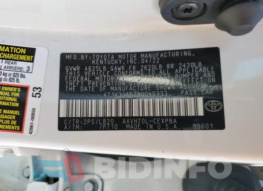 4T1K31AK3NU040333 Photo# 12