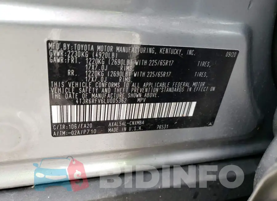 4T3R6RFV6LU005362 Photo# 12