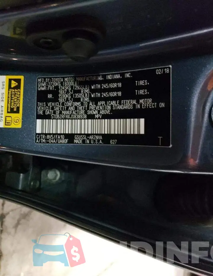 5TDBZRFHXJS838938 Photo# 14