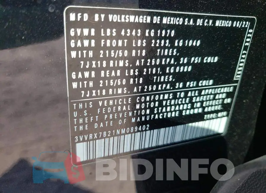 3VVRX7B21NM089402 Photo# 13