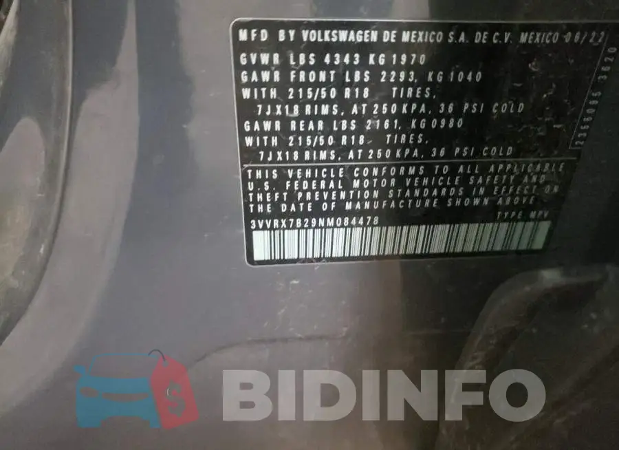 3VVRX7B29NM084478 Photo# 13
