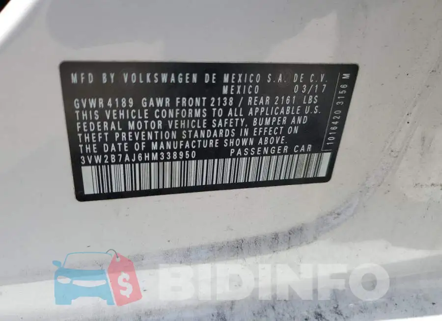 3VW2B7AJ6HM338950 Photo# 12