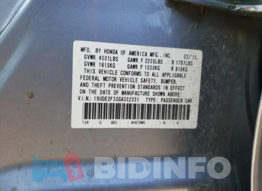 19UDE2F30GA002031 Photo# 12