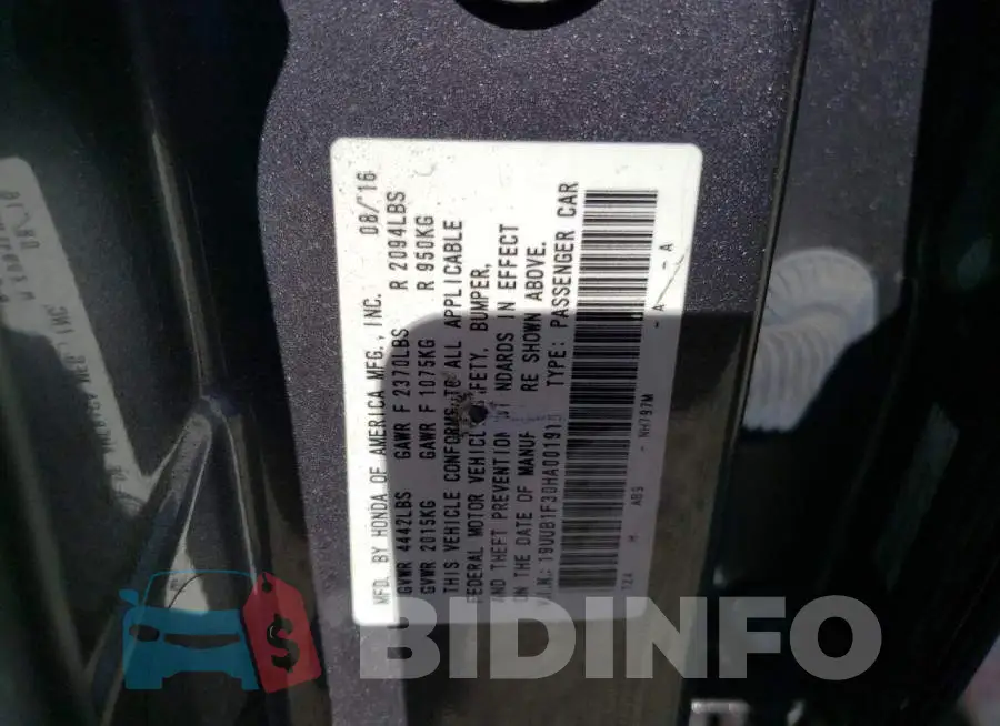 19UUB1F30HA001918 Photo# 12