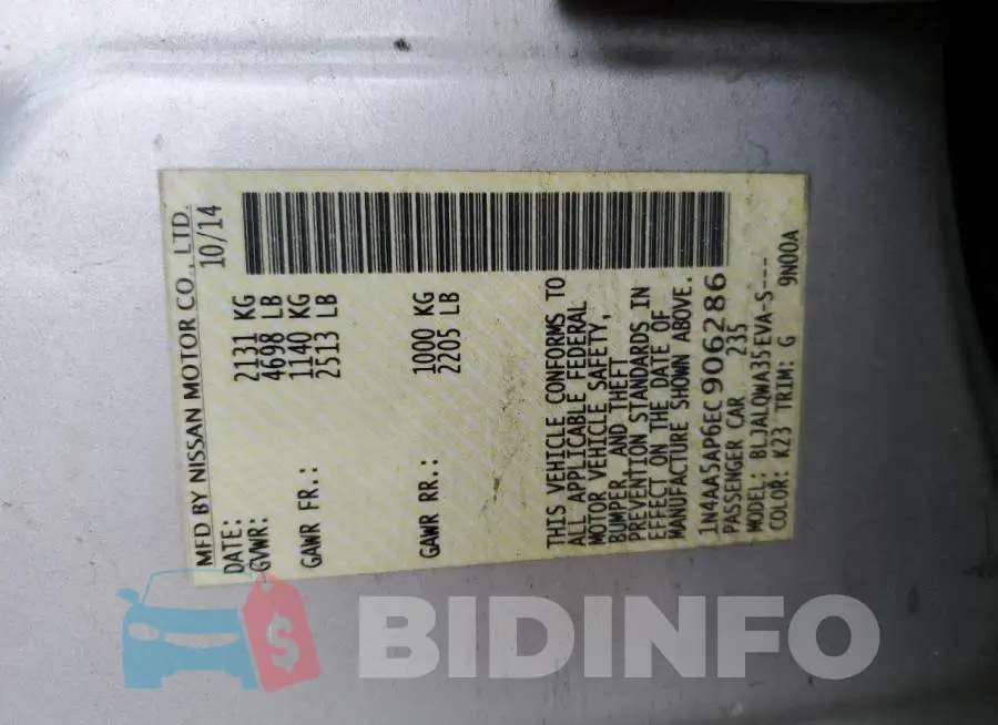 1N4AA5AP6EC906286 Photo# 12
