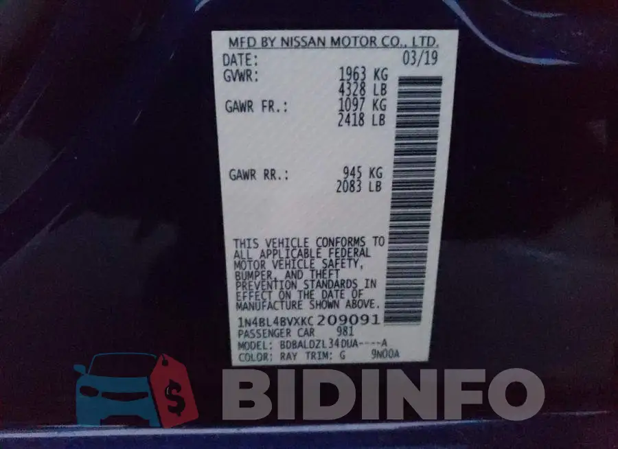 1N4BL4BVXKC209091 Photo# 12