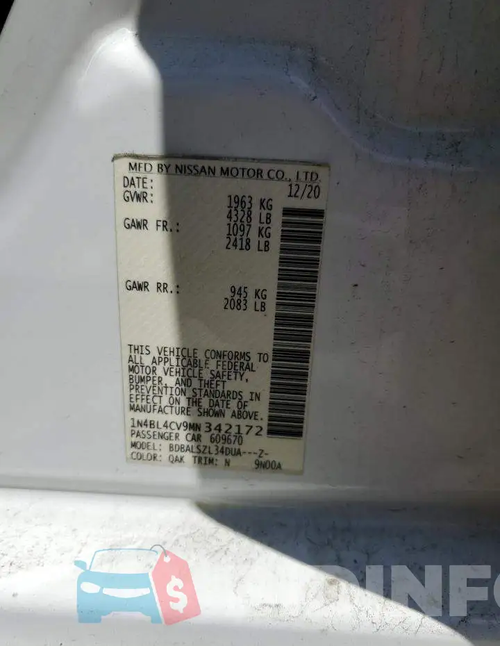 1N4BL4CV9MN342172 Photo# 13