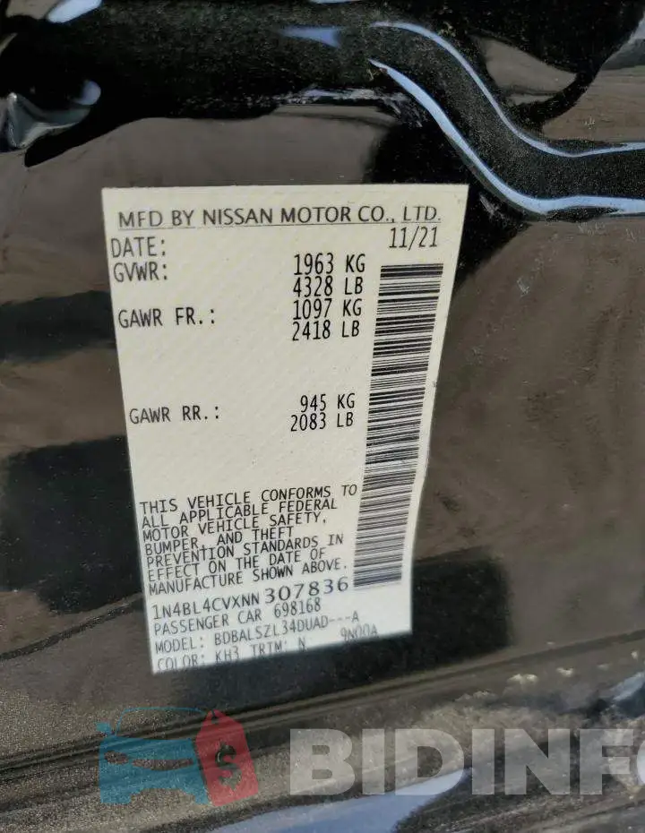 1N4BL4CVXNN307836 Photo# 12