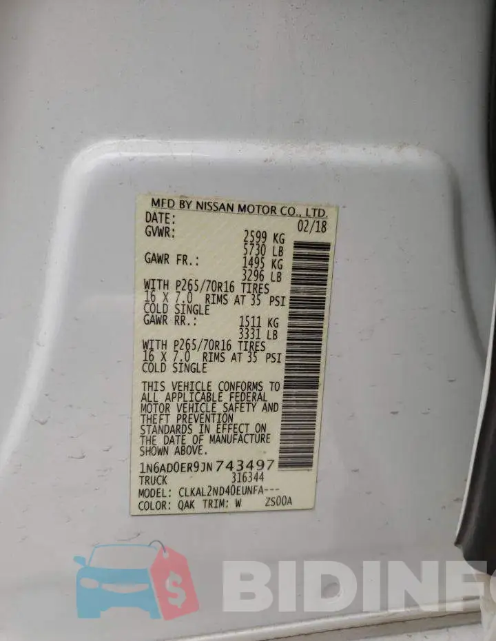1N6AD0ER9JN743497 Photo# 12