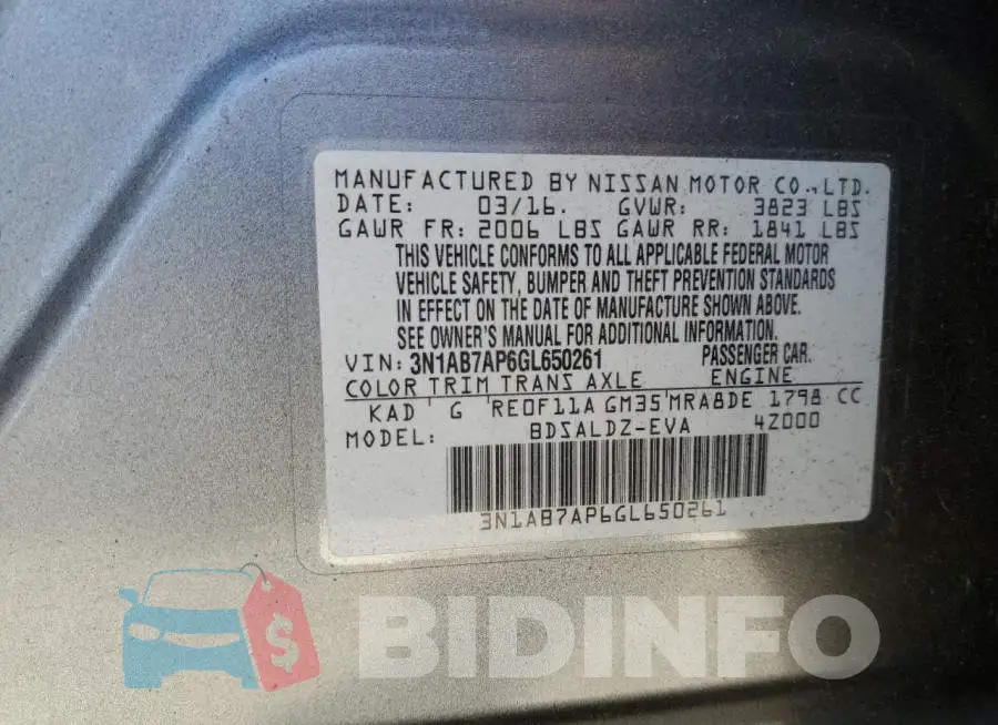 3N1AB7AP6GL650261 Photo# 12