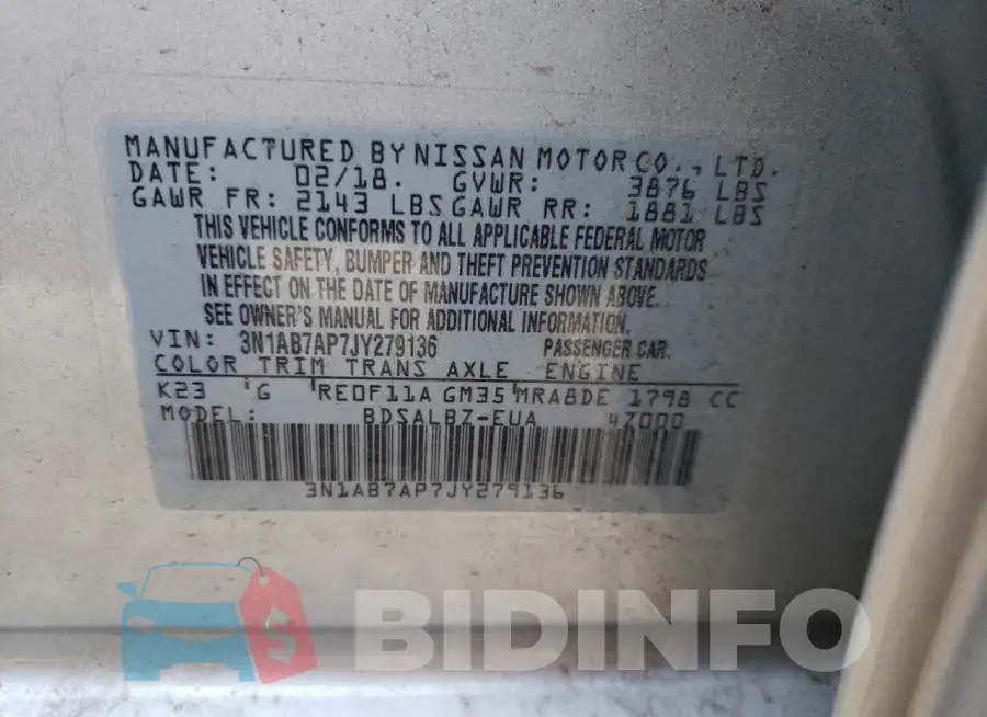 3N1AB7AP7JY279136 Photo# 12