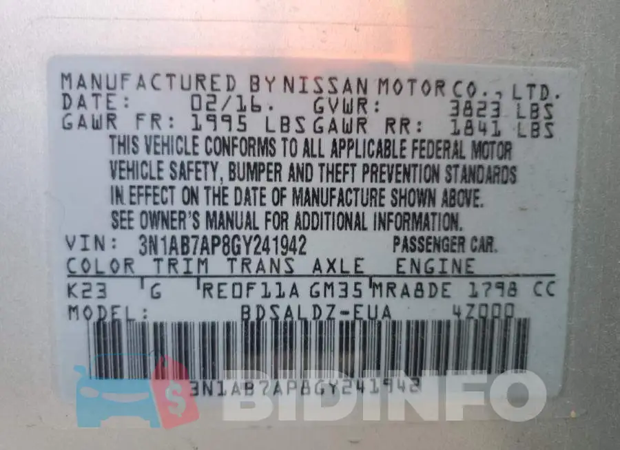 3N1AB7AP8GY241942 Photo# 12