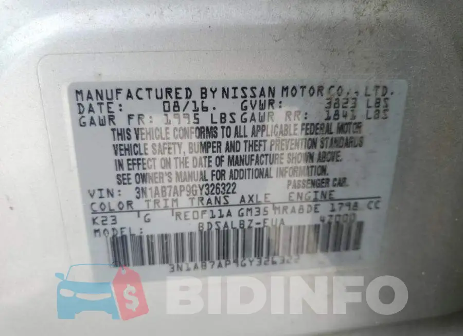 3N1AB7AP9GY326322 Photo# 12