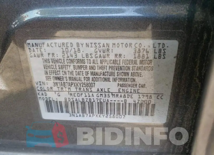 3N1AB7APXKY258007 Photo# 12