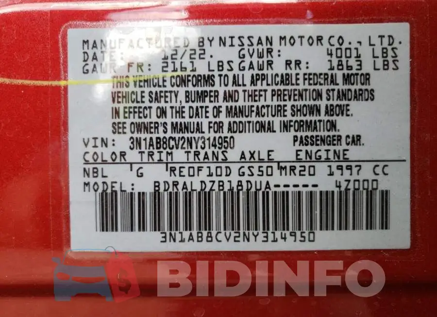 3N1AB8CV2NY314950 Photo# 12