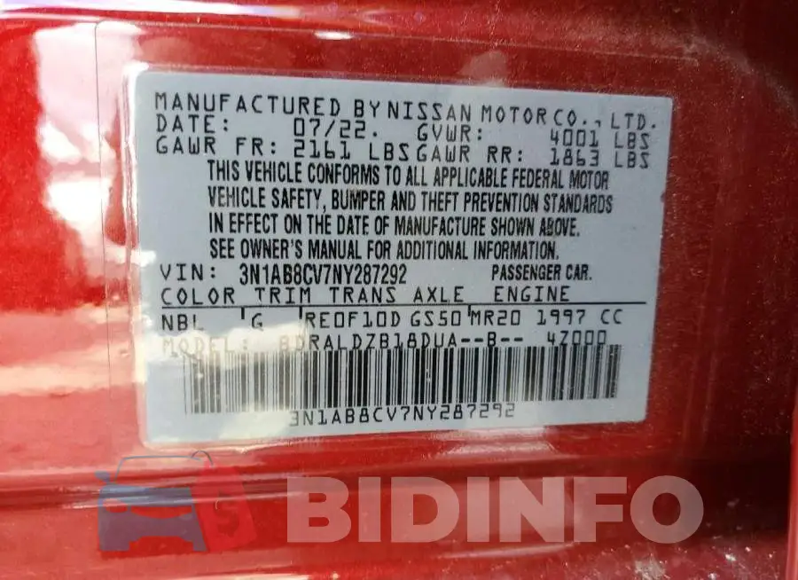 3N1AB8CV7NY287292 Photo# 12
