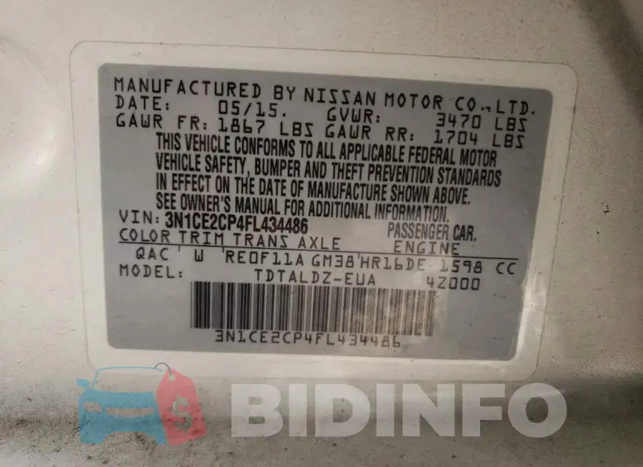 3N1CE2CP4FL434486 Photo# 13