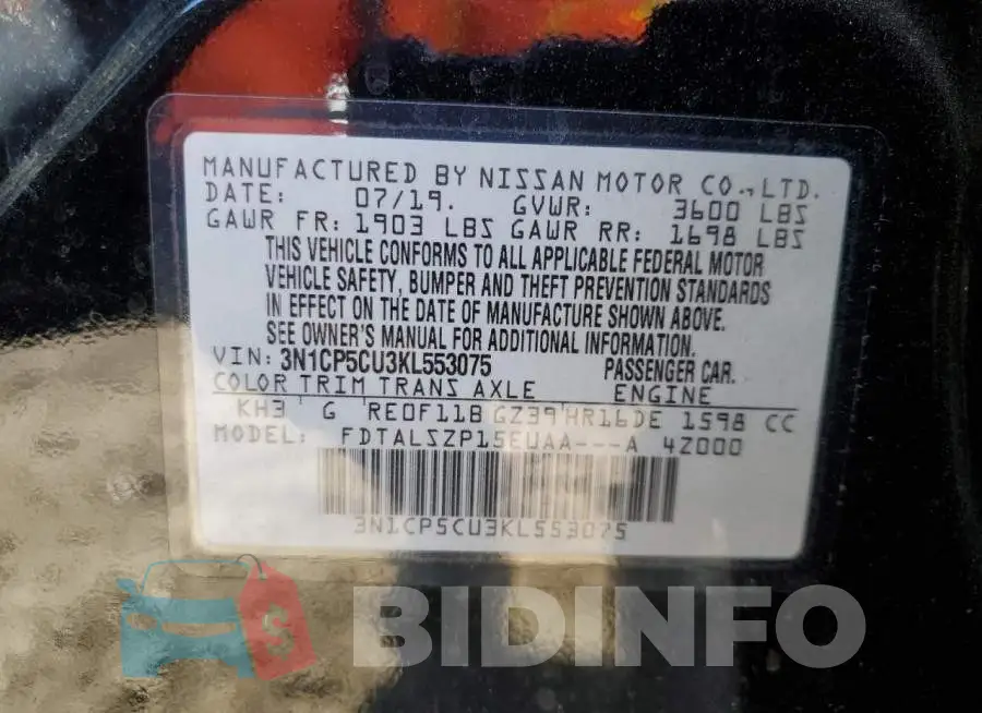 3N1CP5CU3KL553075 Photo# 12