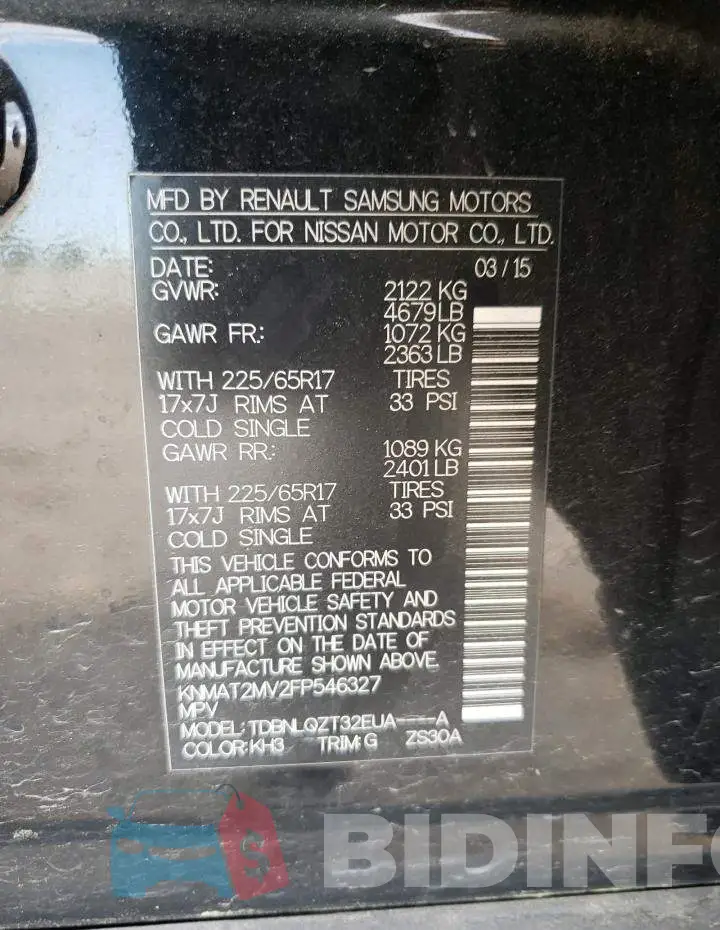 KNMAT2MV2FP546327 Photo# 14