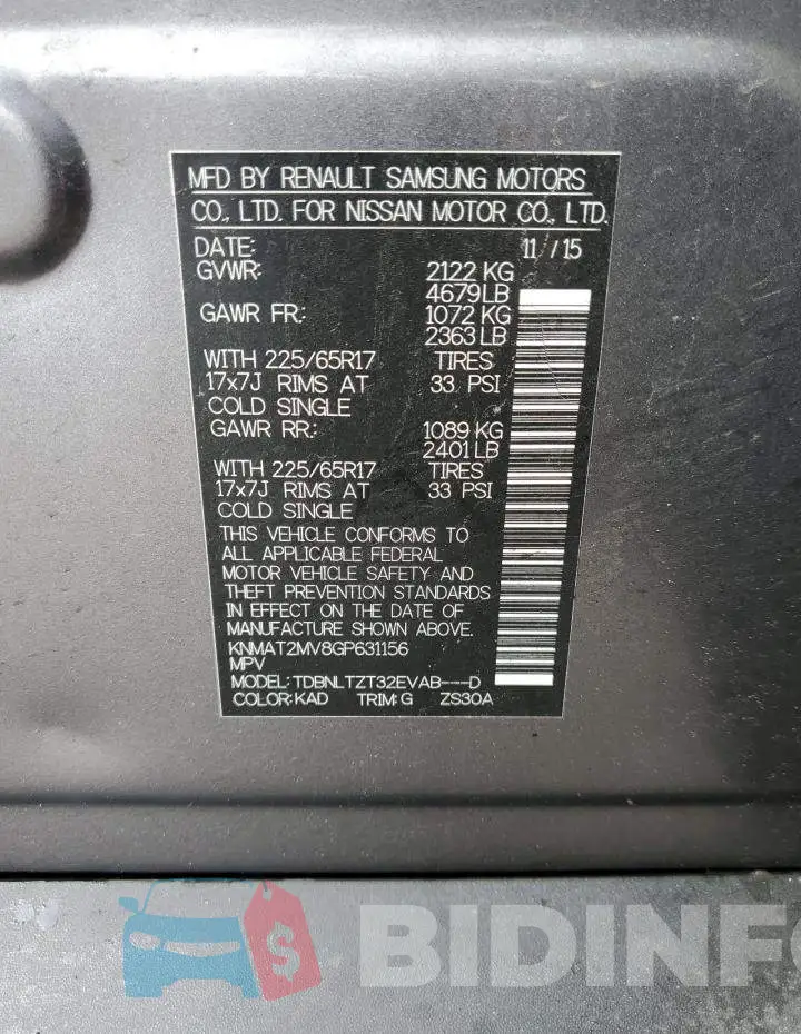 KNMAT2MV8GP631156 Photo# 13