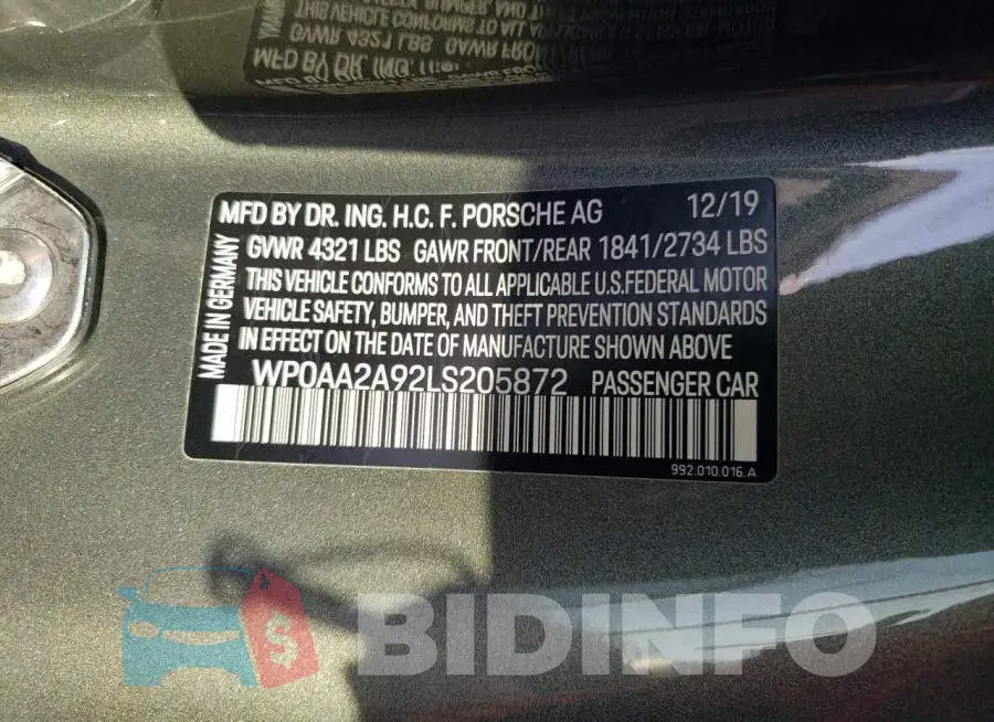 WP0AA2A92LS205872 Photo# 12