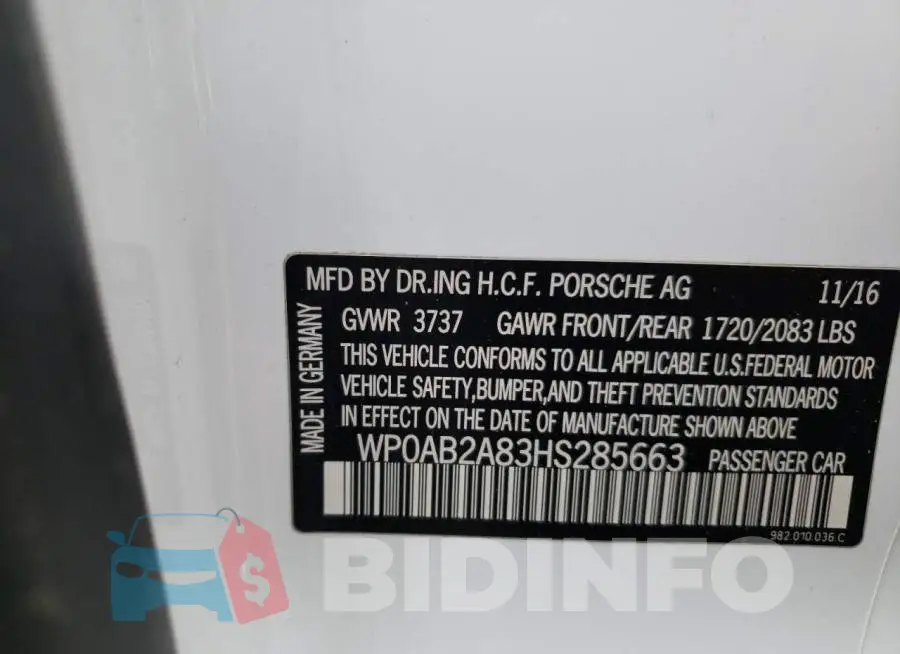 WP0AB2A83HS285663 Photo# 12
