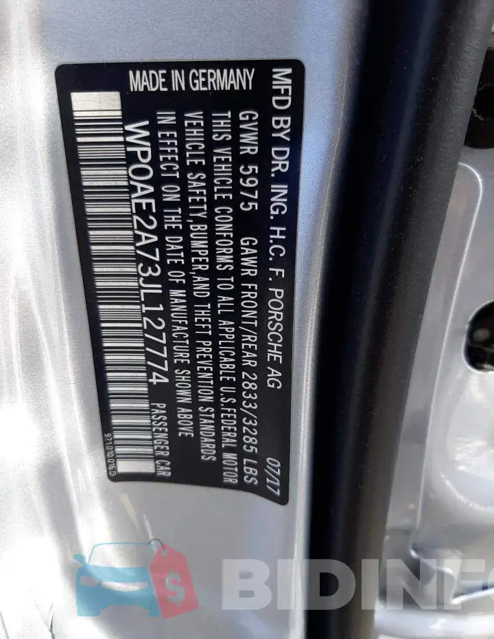 WP0AE2A73JL127774 Photo# 12