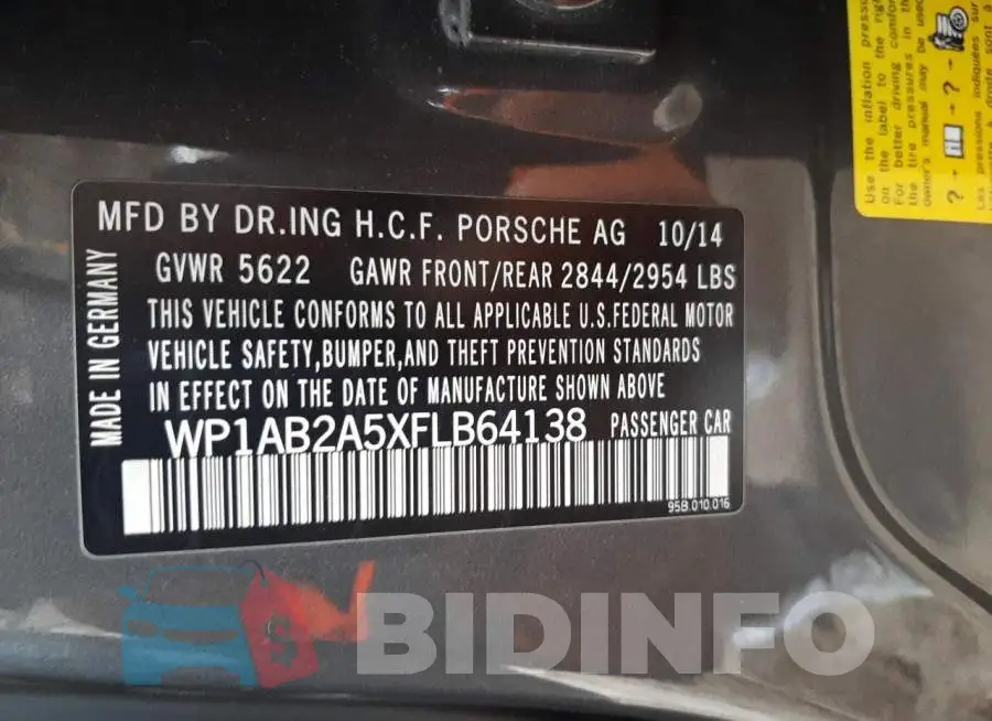 WP1AB2A5XFLB64138 Photo# 13