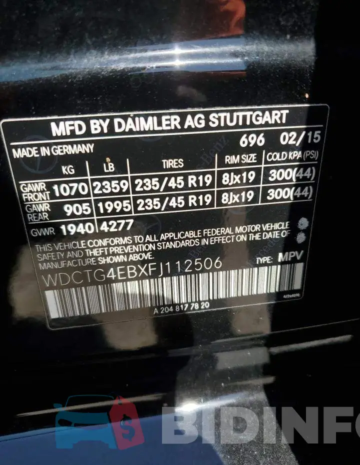 WDCTG4EBXFJ112506 Photo# 13