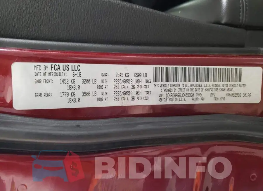 1C4RDHAG6JC455960 Photo# 13