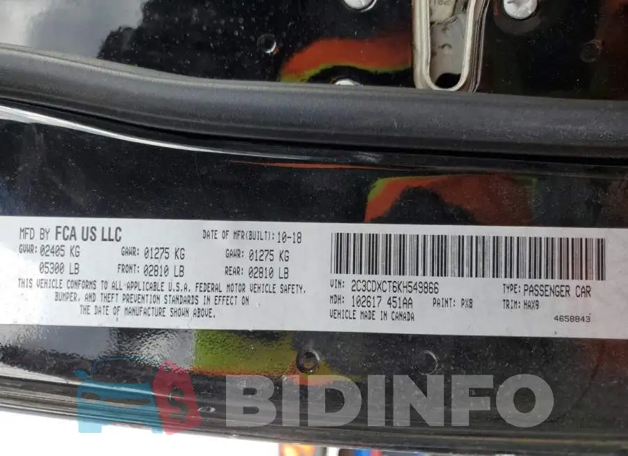 2C3CDXCT6KH549866 Photo# 12