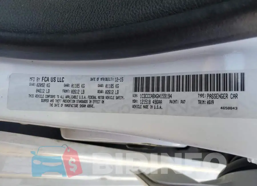 1C3CCCABXGN159194 Photo# 12