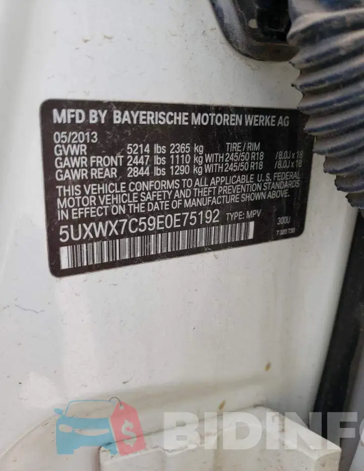 5UXWX7C59E0E75192 Photo# 13
