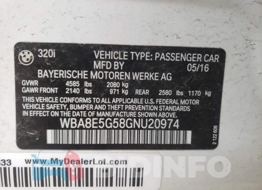WBA8E5G58GNU20974 Photo# 12