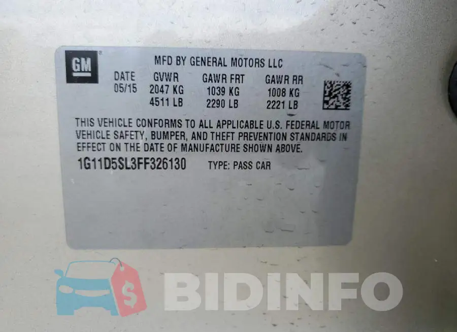 1G11D5SL3FF326130 Photo# 12