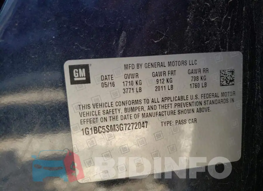 1G1BC5SM3G7272047 Photo# 12