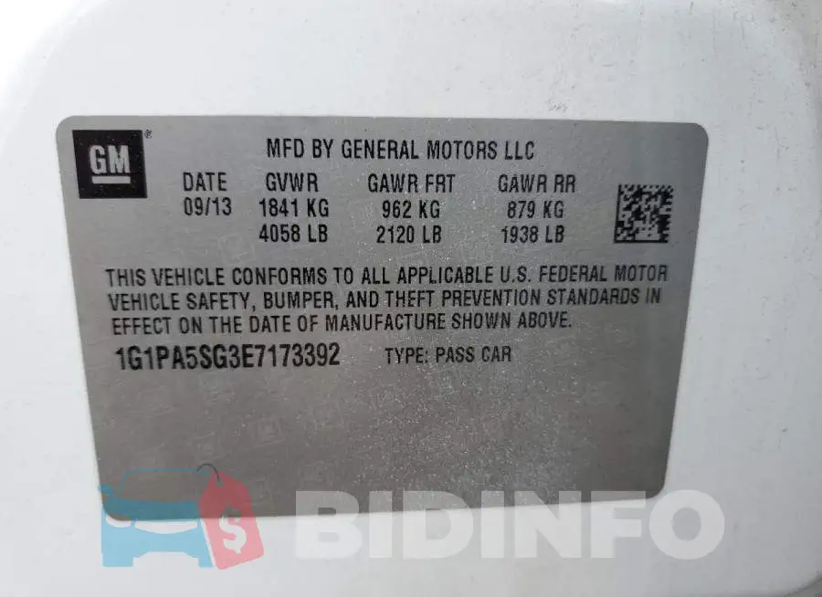 1G1PA5SG3E7173392 Photo# 13