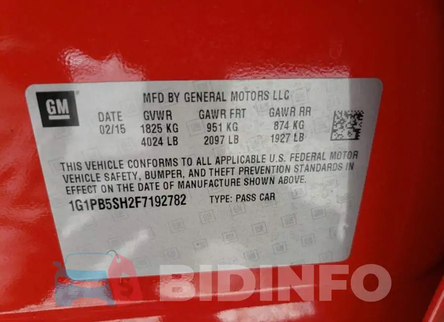 1G1PB5SH2F7192782 Photo# 13