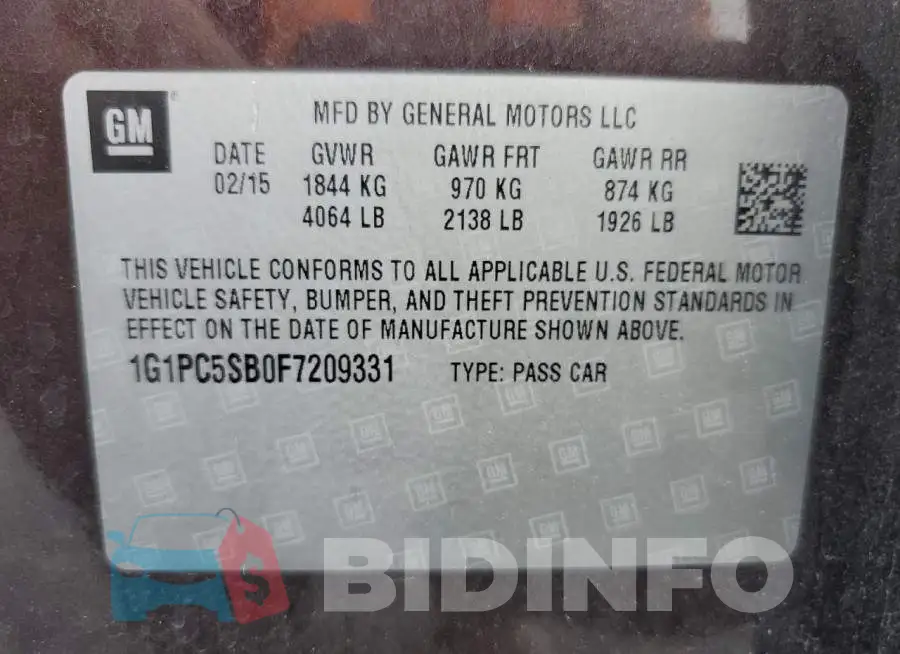 1G1PC5SB0F7209331 Photo# 13