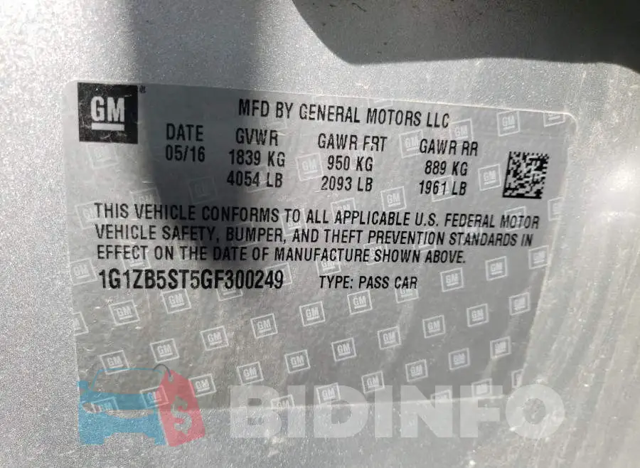 1G1ZB5ST5GF300249 Photo# 10