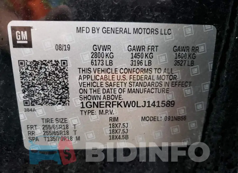 1GNERFKW0LJ141589 Photo# 12