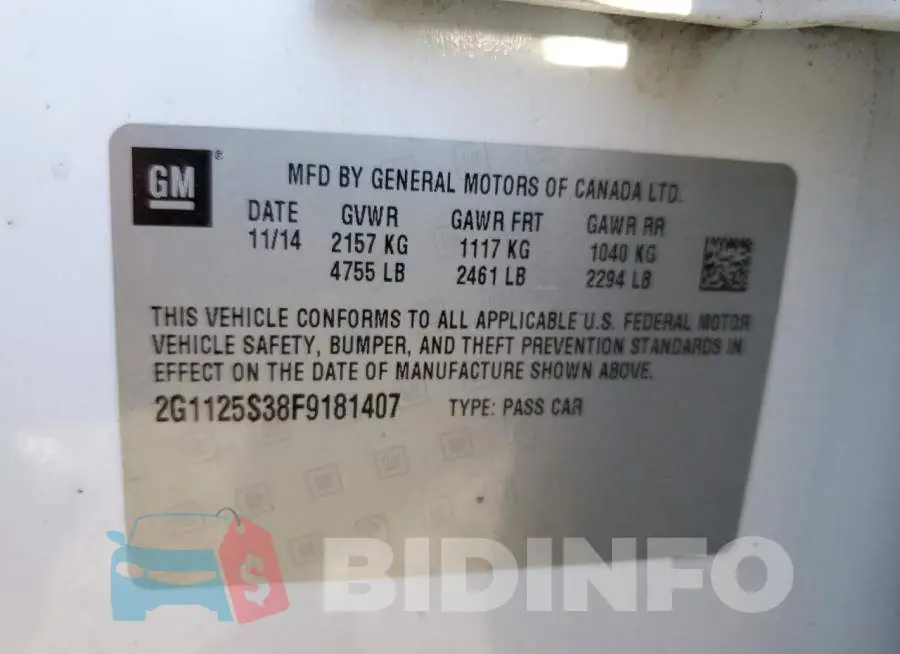 2G1125S38F9181407 Photo# 12