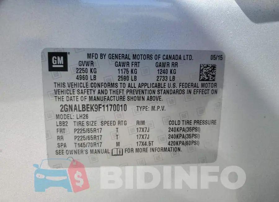 2GNALBEK9F1170010 Photo# 13